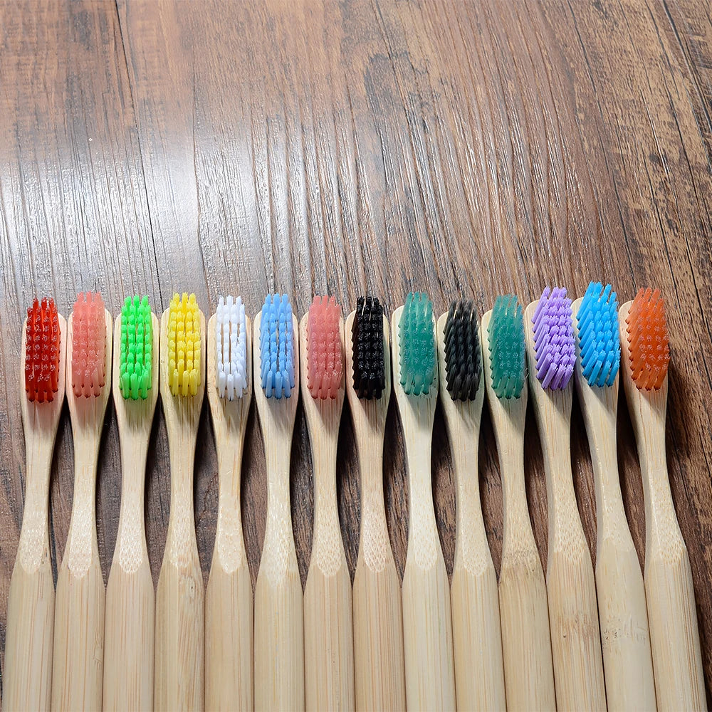 10 Pack Bamboo Toothbrush Medium Bristles Biodegradable Plastic-Free Toothbrushes Cylindrical Low Carbon Eco Bamboo Handle Brush EcoDepots.com