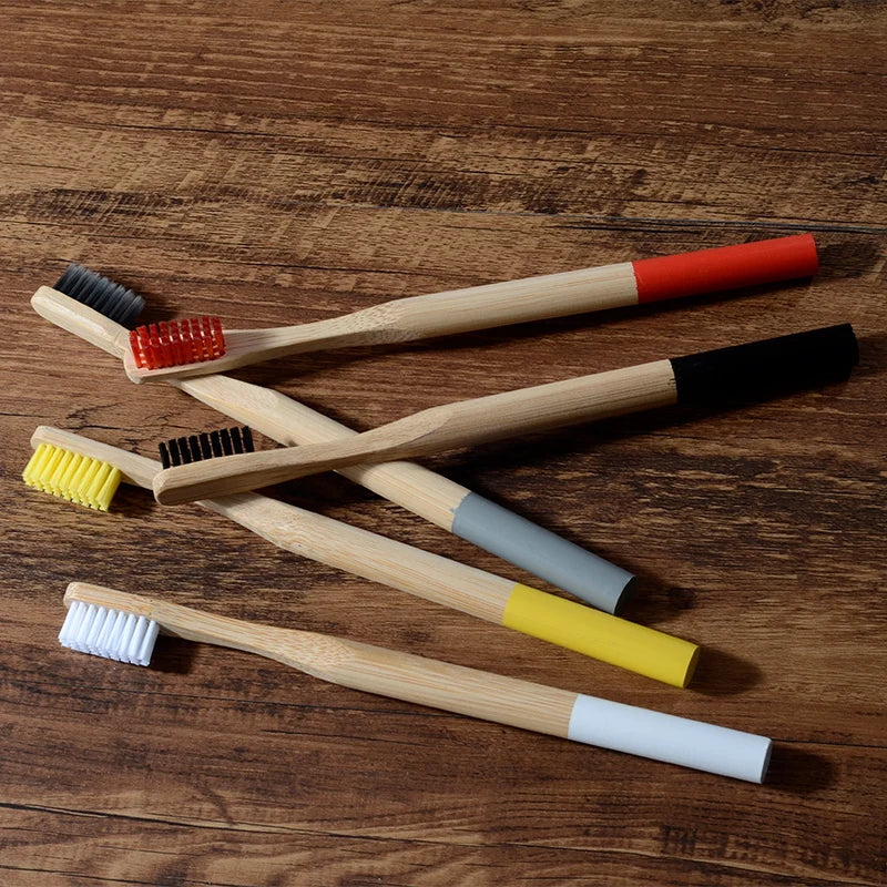 10 Pack Bamboo Toothbrush Medium Bristles Biodegradable Plastic-Free Toothbrushes Cylindrical Low Carbon Eco Bamboo Handle Brush EcoDepots.com