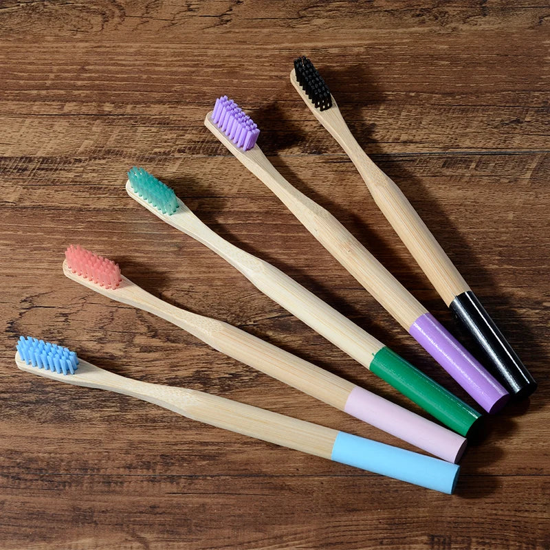 10 Pack Bamboo Toothbrush Medium Bristles Biodegradable Plastic-Free Toothbrushes Cylindrical Low Carbon Eco Bamboo Handle Brush EcoDepots.com