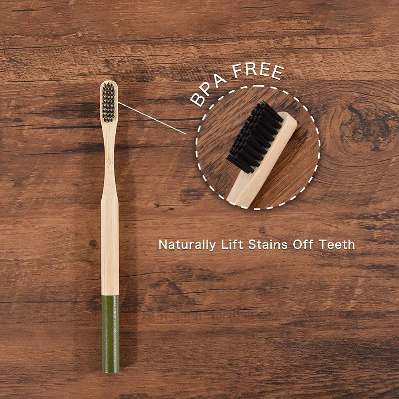 10 Pack Bamboo Toothbrush Medium Bristles Biodegradable Plastic-Free Toothbrushes Cylindrical Low Carbon Eco Bamboo Handle Brush EcoDepots.com